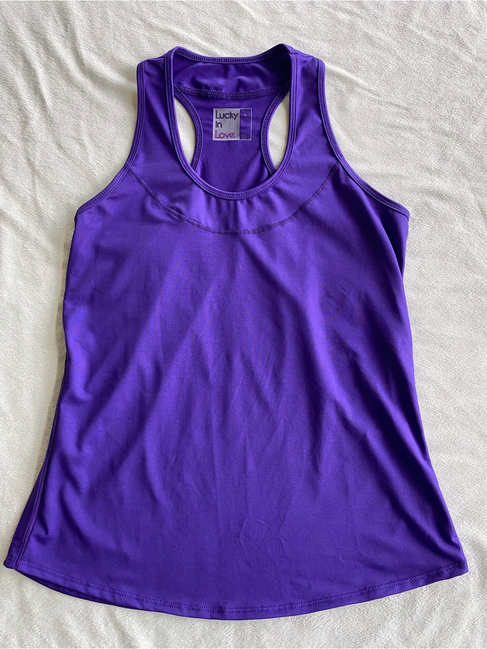 Lucky In Love Purple Racerback Tank Top EUC S